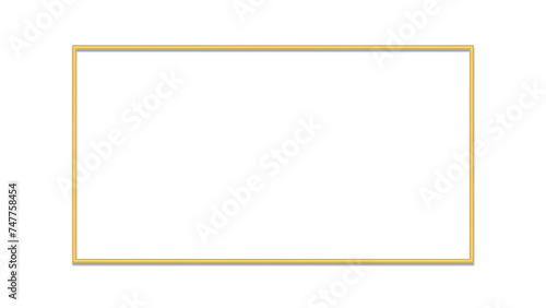  Rectangle vintage gold frame for web presentation, double line horizontal border in oriental style for work project ,png vector illustration