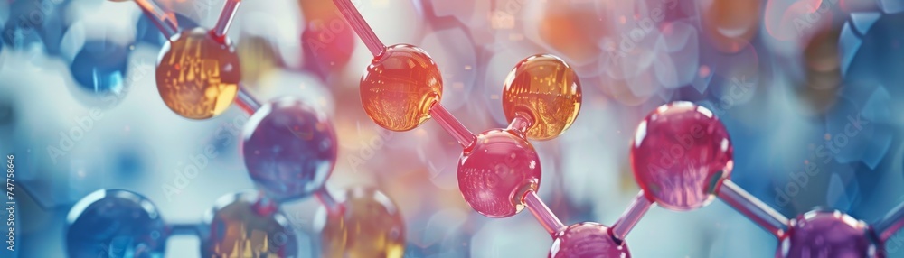 Abstract illustration of a colorful molecular structure representing complex chemical compounds in science. Abstract illustration of a colorful molecular structure representing complex chemical compounds in science.