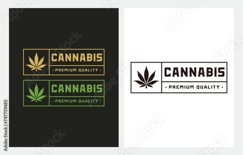 Cannabis Elegant Vintage Badge Label Gold logo design vector 