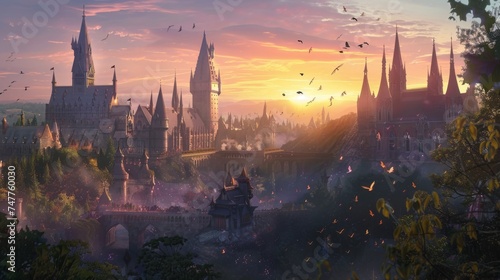 A majestic castle stands am...