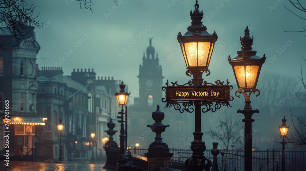 Happy Victoria Day, Victorian streetlamp evokes nostalgic ambiance
