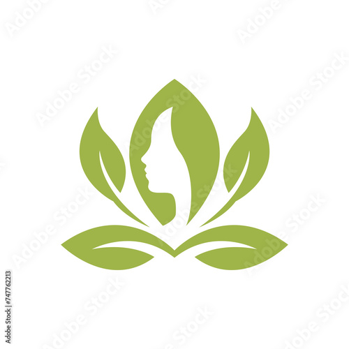 women beauty nature leaf hair care logo design