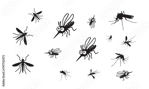 Set of Mosquito Silhouette vector illustration, Close Up Mosquito Symbol © D.SIGN.R