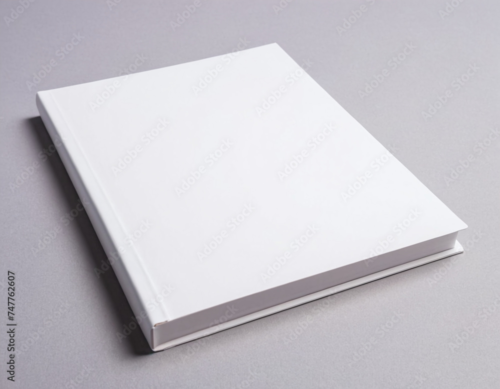 A plain white hardcover book lies closed against a neutral gray background, embodying simplicity and minimalism. A plain white hardcover book lies closed against a neutral gray background, embodying simplicity and minimalism.