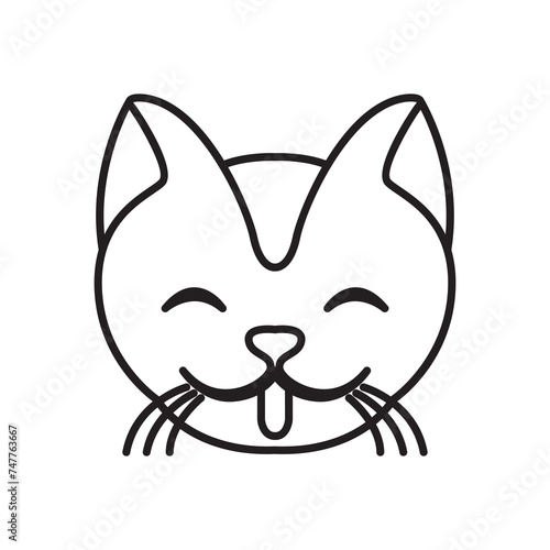 cartoon mascot cute kitten line art logo vector