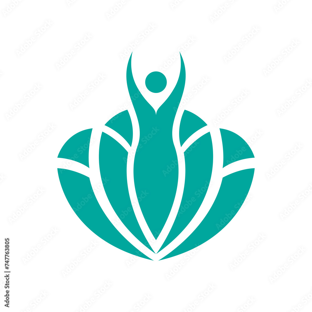 Obraz premium women leaves flower yoga spa logo design