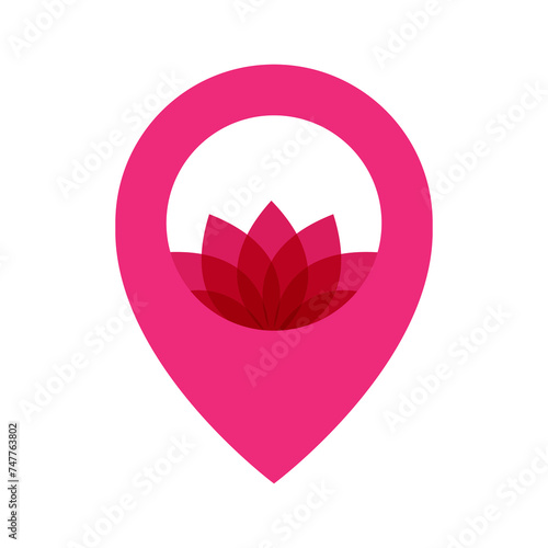 pin map location yoga wellness flowers logo design