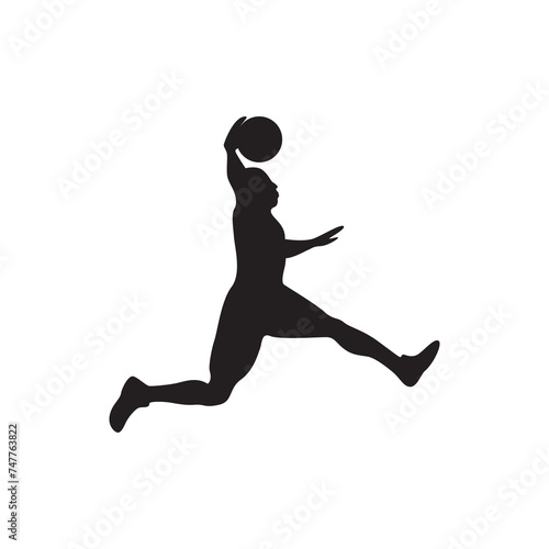 isolated man jump shoot basketball logo design