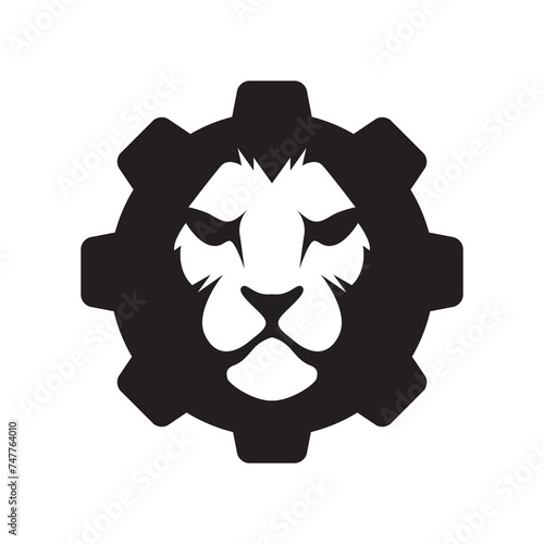 gear simple lion head logo vector photo