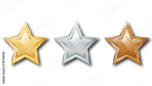 gold, silver, bronze set of star awards
