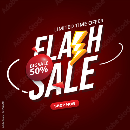 limited flash sale template banner with blank space for product sale with abstract gradient red background design