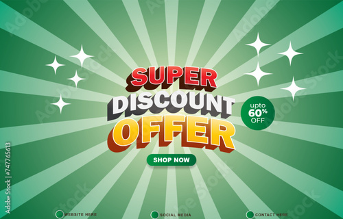 super discount offer sale template banner with copy space for product sale with abstract gradient green and white background design