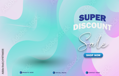 super discount sale template banner with copy space for product sale with abstract gradient colorful background design