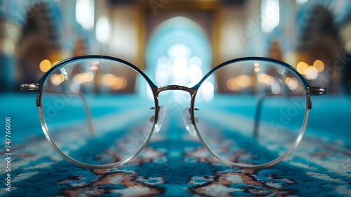 Glasses In Front Of Religious Background, Generative Ai