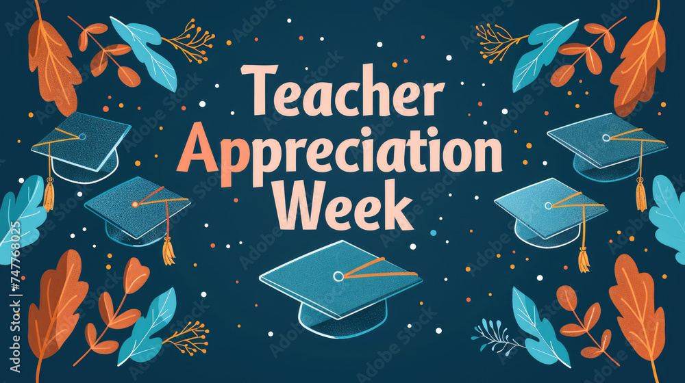 Teacher Appreciation Week, Graduation cap icon signifies academic achievement
