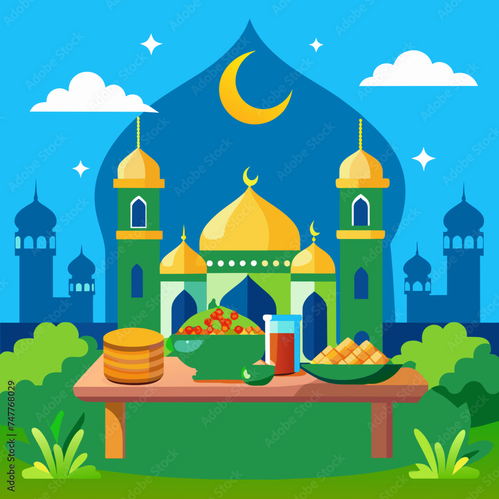 Beautiful Ramadan iftar graphic design in illustration vector 