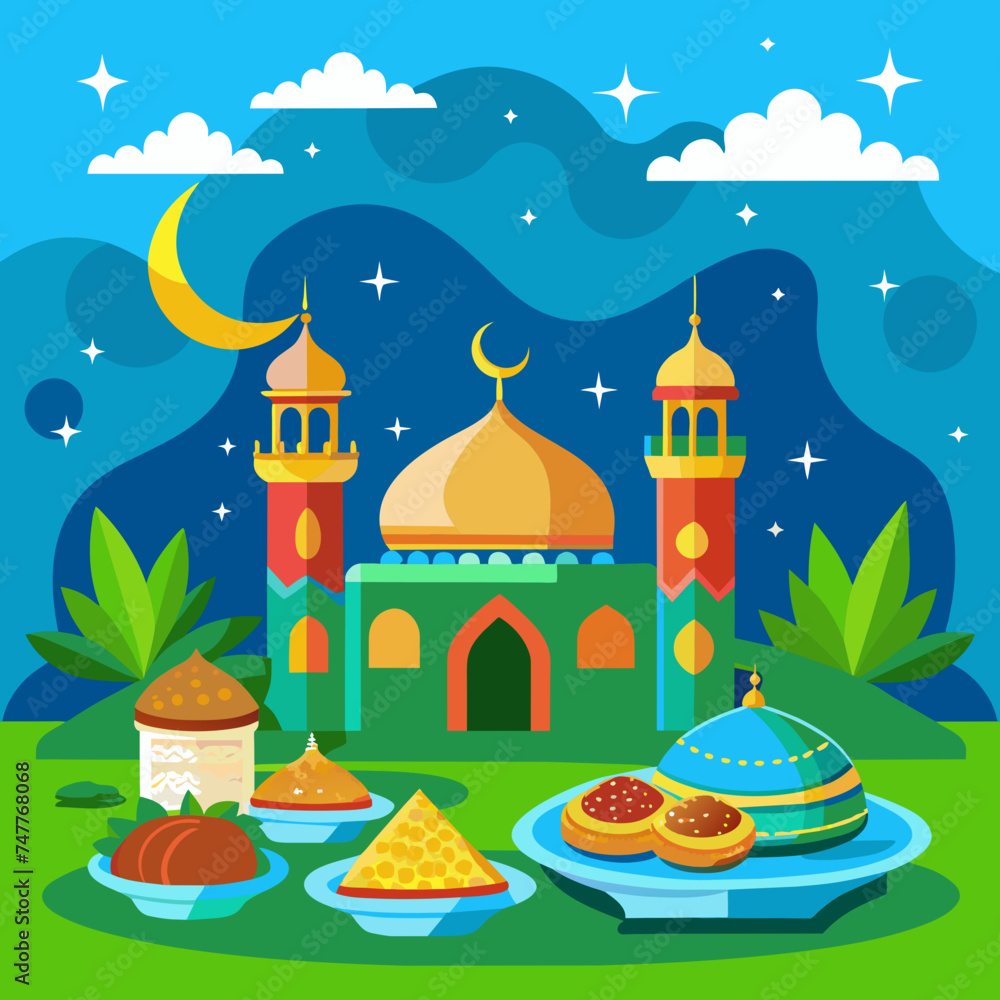 Beautiful Ramadan iftar graphic design in illustration vector 