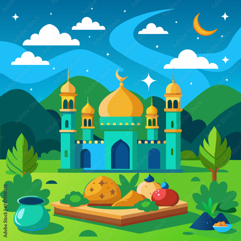 Beautiful Ramadan iftar graphic design in illustration vector 