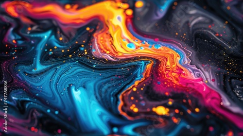 Abstract neon liquid wavy background. Liquid art  marbling texture  digital illustration  neon wallpaper