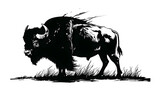 A Bison Silhouette On Isolated White Background, Generative Ai