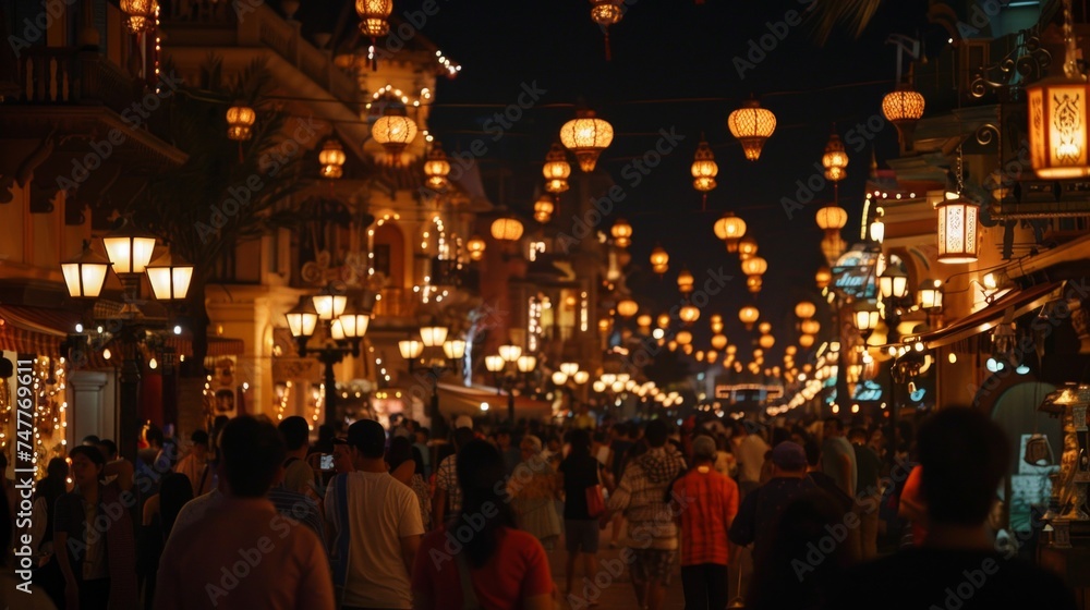 A group of individuals walking together down a dimly lit urban street at night. A group of individuals walking together down a dimly lit urban street at night.