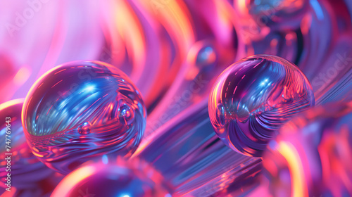 abstract pink and cyan shiny bubble shapes background and wallpaper