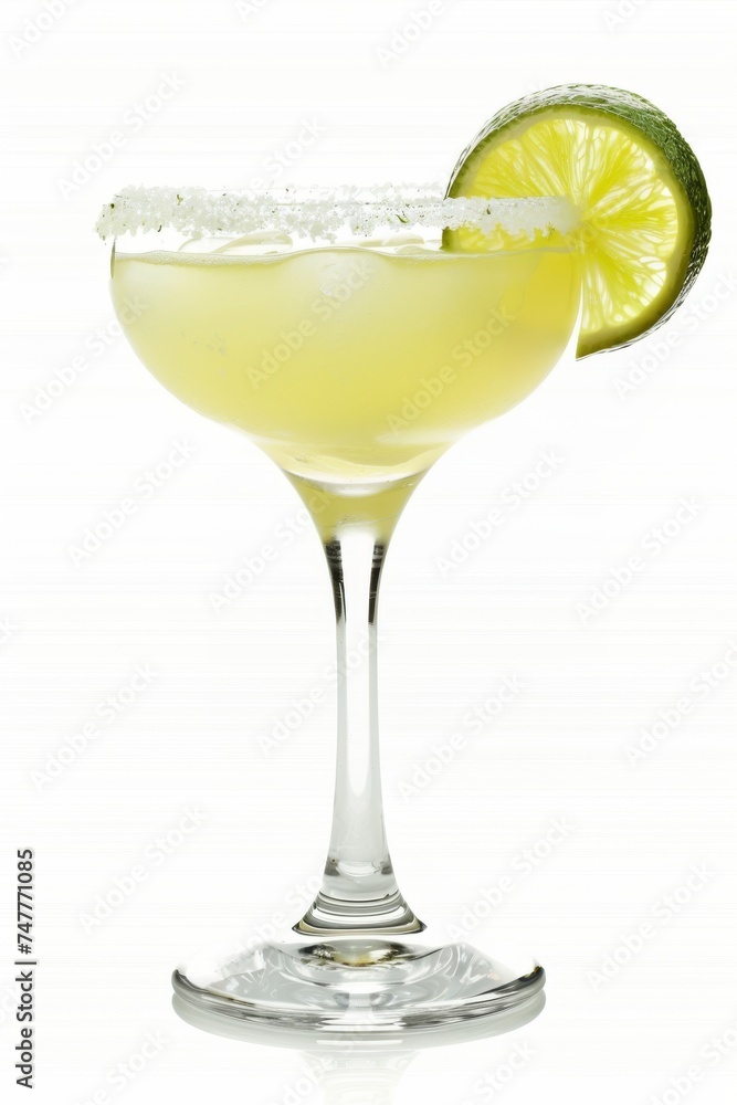 Lime margarita with salt rim isolated on white background Lime margarita with salt rim isolated on white background