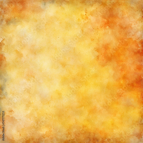 Yellow orange background with texture and distressed vintage grunge and watercolor paint