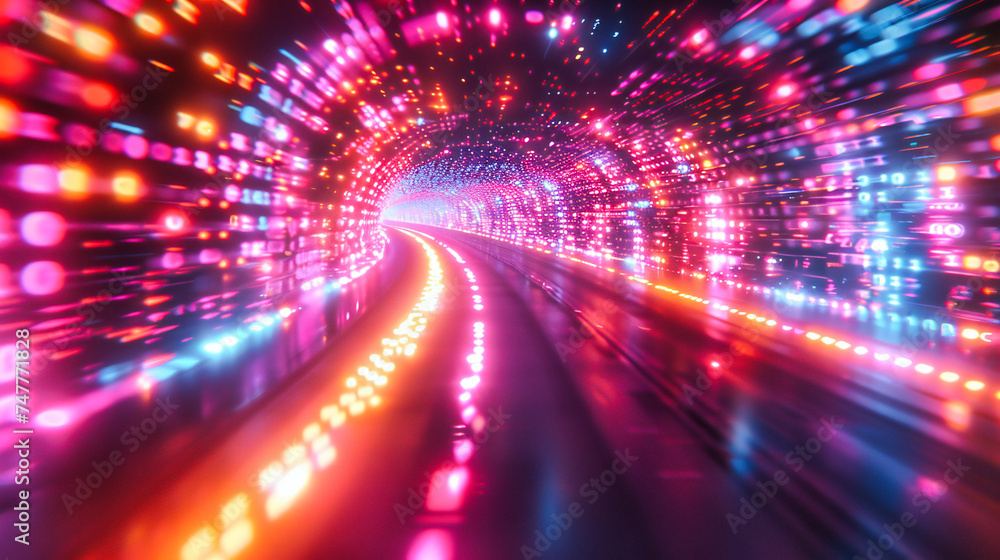 Speed and Motion in Night City, Abstract Light Trails, Transportation and Urban Life, Futuristic Travel Concept Speed and Motion in Night City, Abstract Light Trails, Transportation and Urban Life, Futuristic Travel Concept