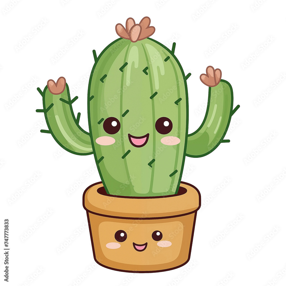 Cute cactus in pot on a transparent background Cute cactus in pot on a transparent background