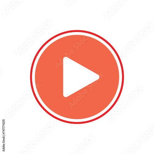 Orange Play Button - Play Button Vector, Circle Play Button. Orange video play button icon with white background. Vector illustration. Eps file 631.