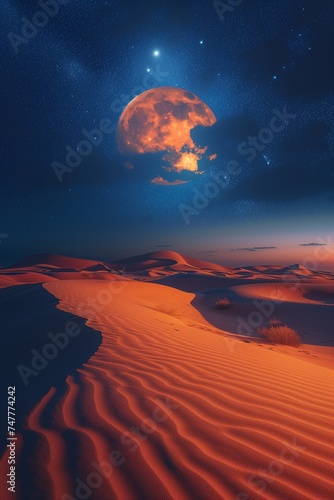 **Moonlit Desert Oasis Photo 4K