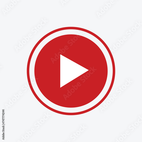 Free Download Red Play Button - Play Button Vector, Circle Play Button. red video play button icon with white background. Vector illustration. Eps file 632. - GFXLoad