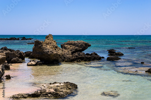 Landscape of Elafonisi beach in Greece, sea, sky
