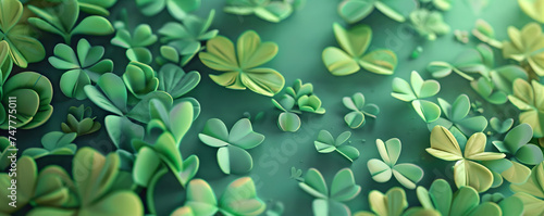 Green clover background papercut