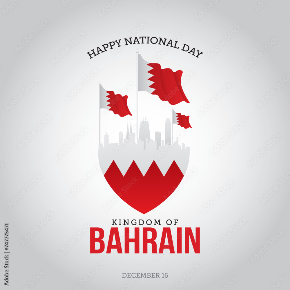 Obraz premium Bahrain national day vector illustration. Bahrain Day themes design concept with flat style vector illustration. Suitable for greeting card, poster and banner. Suitable for business asset design 
