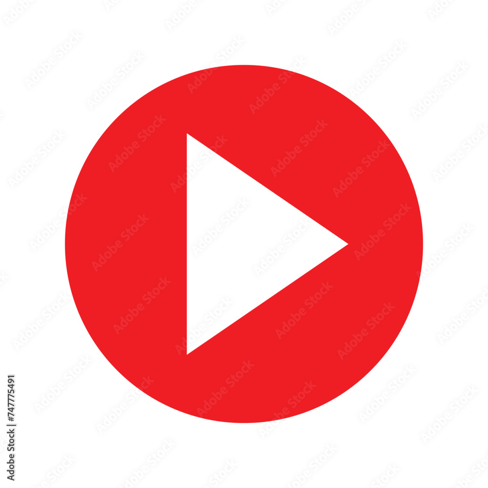 Red play button. Vector icon isolated on white background. Trendy circle play button icon in flat style. Template for radio symbol, video player,app, and media logo. Vector illustration. Eps file 639. Red play button. Vector icon isolated on white background. Trendy circle play button icon in flat style. Template for radio symbol, video player,app, and media logo. Vector illustration. Eps file 639.