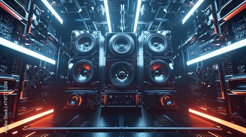 Large Audio Speakers DJ Boombox Generated by AI