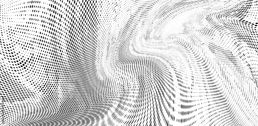 Wavy gradientt halftone dotted pattern. Vector illustration
Wavy gradientt halftone dotted pattern. Vector illustration