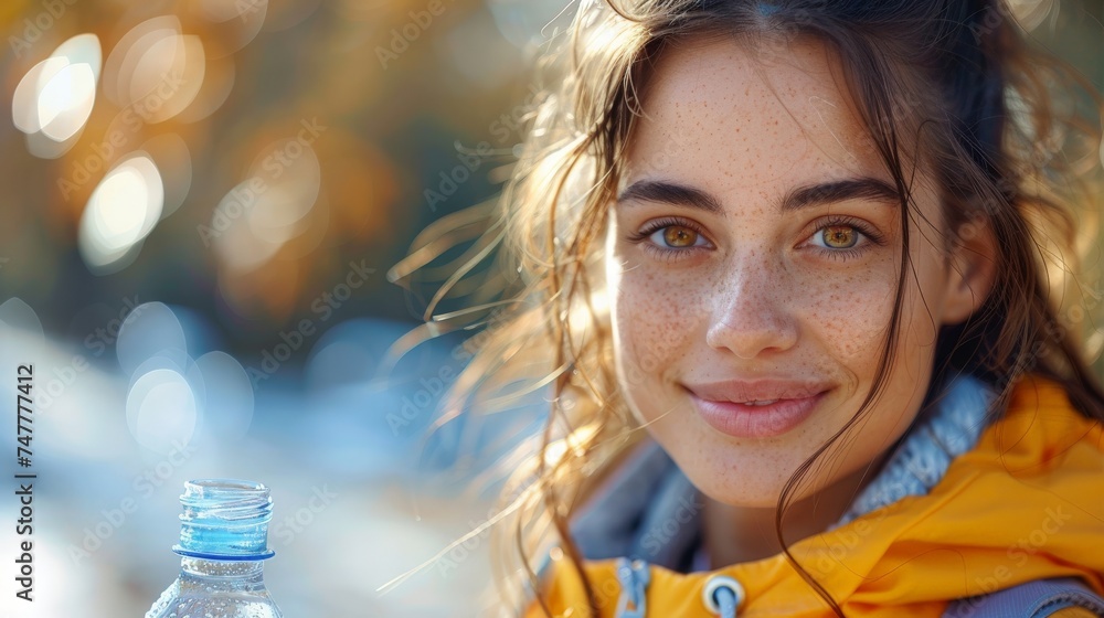 young woman in exercise clothes with a bottle of water young woman in exercise clothes with a bottle of water