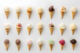 Minimalist Style Ice Cream Cones with Various Flavors