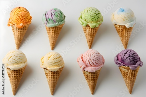 Colorful Rainbow Ice Cream Scoops in Delicate Washes photo