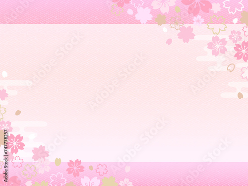 和風の桜の壁紙②ピンク横