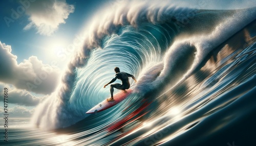 Surfer's Escape: Riding the Ocean's Majesty