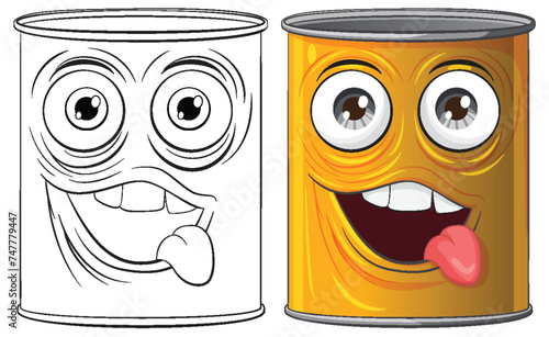 Colorful vector illustration of animated tin cans