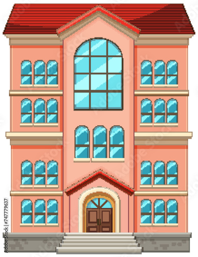 Vector illustration of a multi-story urban building