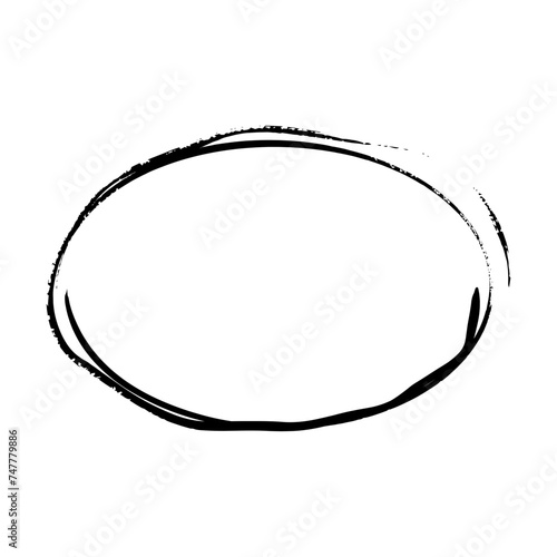 Frame ellipse, oval outline border grunge shape icon, decorative doodle element for design in vector illustration