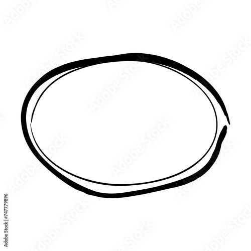 Frame ellipse, oval outline border grunge shape icon, decorative doodle element for design in vector illustration