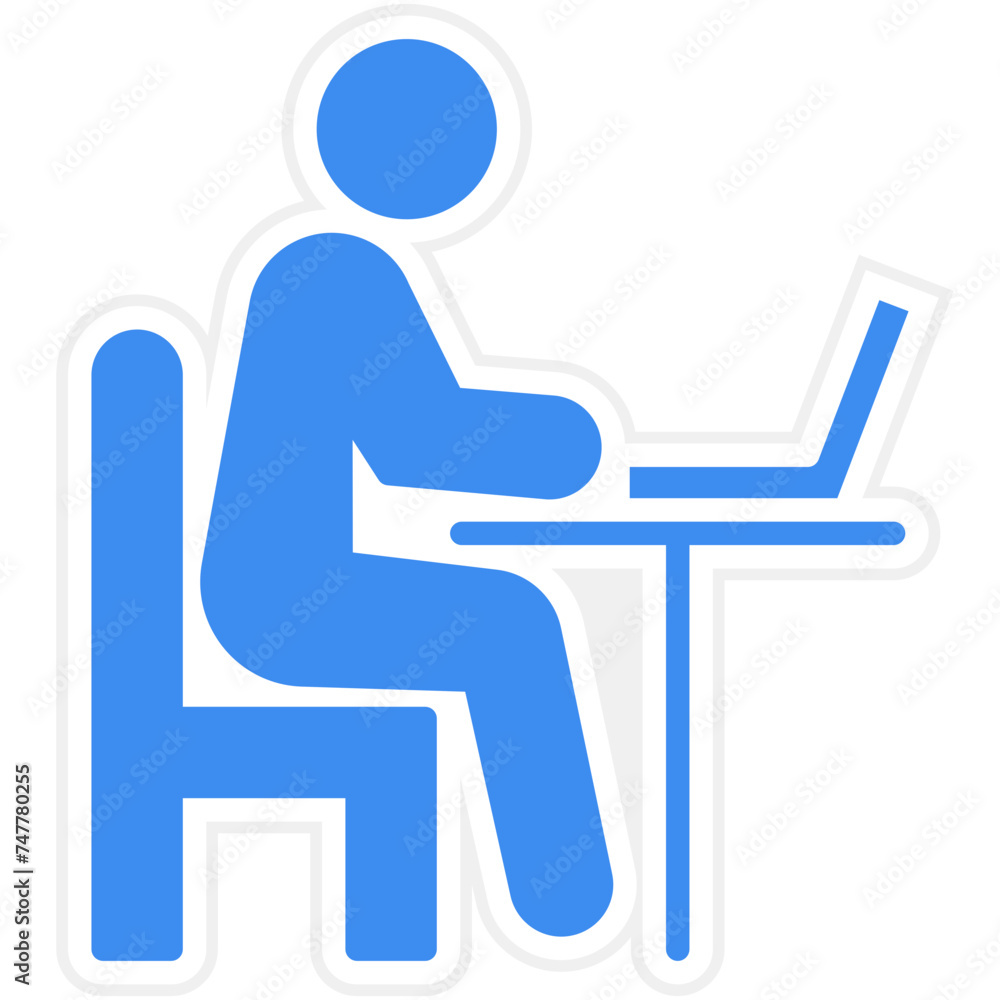 Working on Computer Icon Style Working on Computer Icon Style