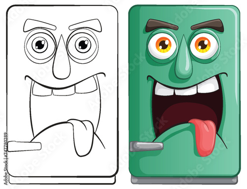 Two cartoon smartphones showing different expressions.